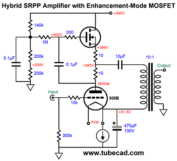 Hybrid SRPP Amplifier with Enhancement-Mode MOSFET