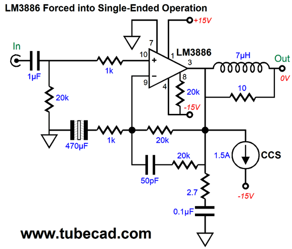 LM3886 Forced into Single-Ended Operation